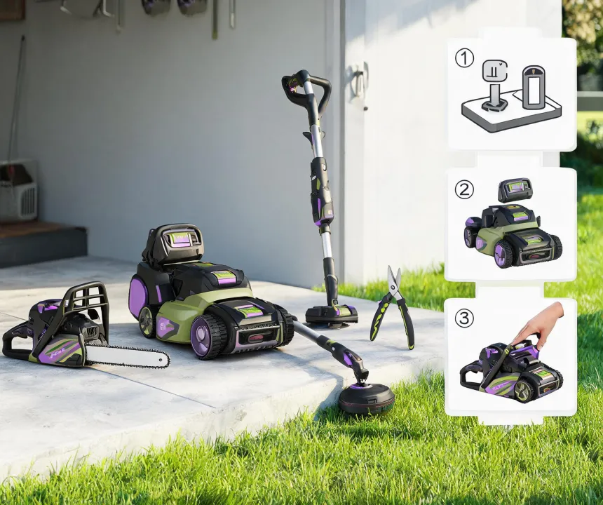 Stihl outdoor power tools with step guidance